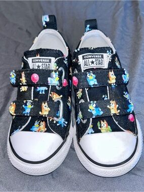 Converse Kids Black Bluey Print Velcro Sneakers